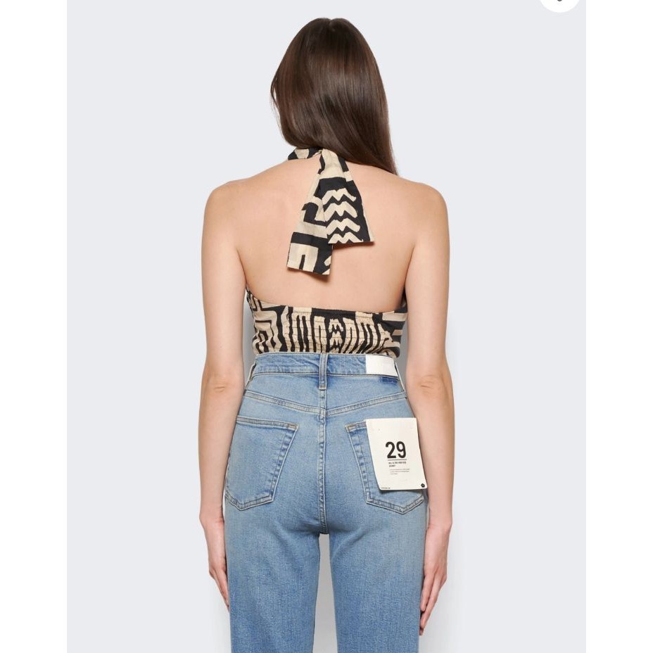 Johanna Ortiz Unique Places Crop Top Black & Beige Cotton Size 0 New With Tags — image 5 of 8